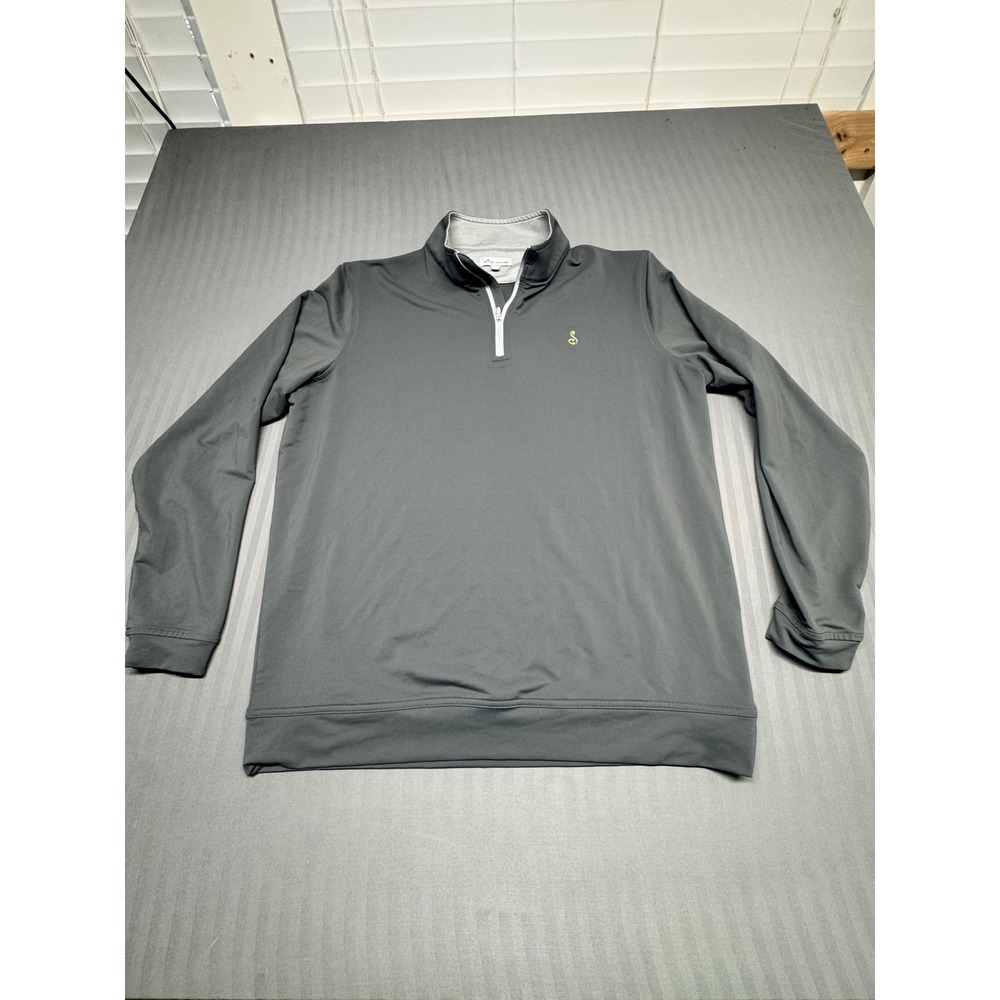 Peter Millar Mens Gray Quarter Zip Pullover Performance Golf Sweater Large